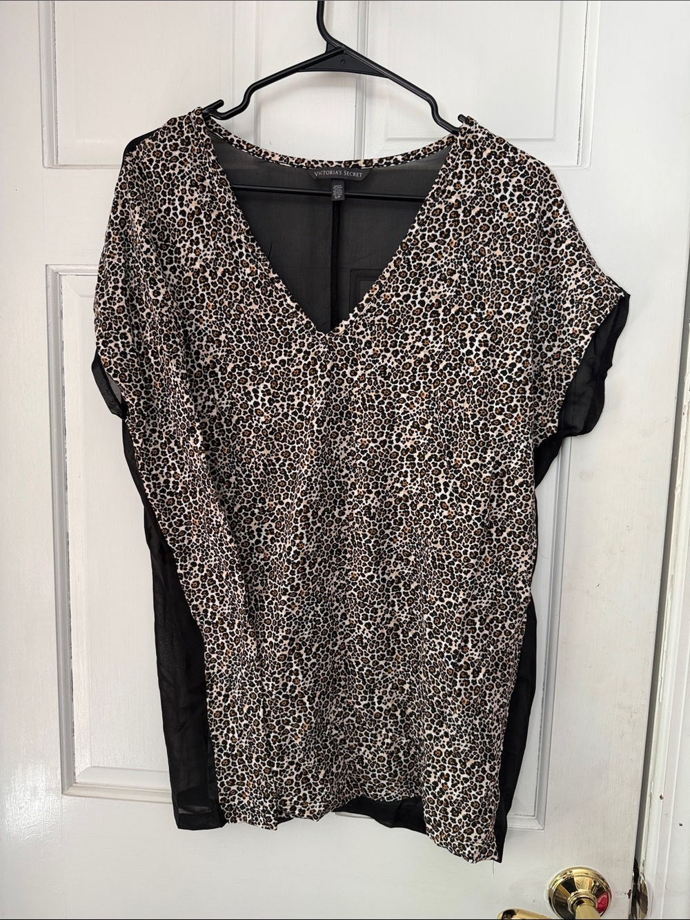 Victoria's Secret Leopard Print V-Neck Blouse in Black and Brown